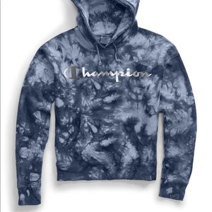 champion tie dye hoodie blue